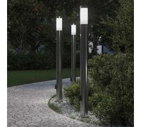 Bornes lumineuses avec détecteur et prise lot de 3 110 cm acier inoxydable IP44