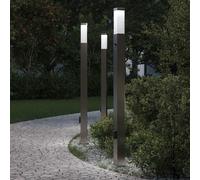 Bornes lumineuses avec détecteur et prise lot de 3 110 cm acier inoxydable IP44