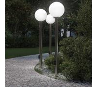 Bornes lumineuses avec détecteur et prise lot de 3 120 cm acier inoxydable IP44