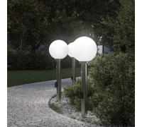 Bornes lumineuses avec détecteur et prise lot de 3 80 cm acier inoxydable IP44 v