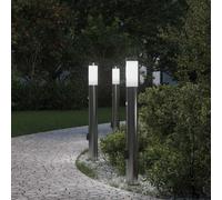 Bornes lumineuses avec détecteur et prise lot de 3 80 cm acier inoxydable IP44 v