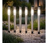 Bornes Lumineuses Lampe Solaire Éclairage D'Extérieur Inox LED Pointe 6er Set