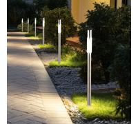 Lampe solaire d'extérieur avec piquet de terre, lampe solaire, lampe de chemin en acier inoxydable, ampoule LED 0,07 W, H 70 cm, lot de 6