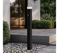 Bornes lumineuses Lindby Halvar, 80 cm, noir, IP65, GU10, capteur Halvar Lindby, dimmable, noir, Métal, Moderne