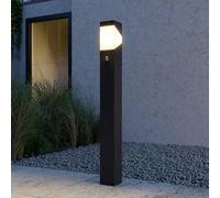 Bornes lumineuses Lucande Kiran, 100 cm, détecteur de mouvement, gris, IP44, E27 Kiran Lucande, dimmable, noir, Aluminium, Moderne