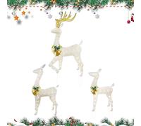 Bornes pour pelouse de Noël - Décorations d'insertion extérieures en fer, résistantes aux intempéries, ensemble de rennes, à LED | décoration de la cour des cerfs, maison de famille, lieu de vacances,