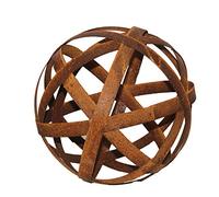 Bornhöft - Boule de 30 cm en métal - Rouille noble, à motif bandes - Décoration de jardin