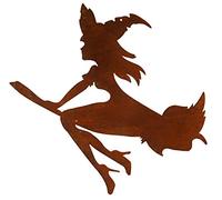 Bornhöft Décoration de jardin en forme de sorcière en métal rouillé (grande taille).