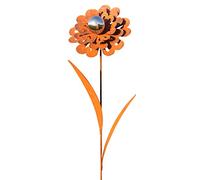 Bornhöft Décoration de jardin en métal rouillé avec boule en acier inoxydable (fleur Sissi)