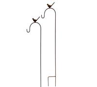 Bornhöft Lot de 2 piquets de berger en patine avec figurine d'oiseau, 118 cm de hauteur, en fer, aspect rouille, décoration de jardin, piquet de parterre