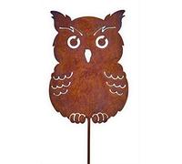 Bornhöft Piquet de jardin en forme de chouette en métal rouillé - Décoration de jardin - Rouille noble - 60 cm