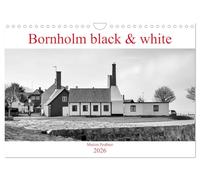 Bornholm noir et blanc, Version française (Calendrier mural 2026 DIN A4 portrait), Calendrier CALVENDO mensuel