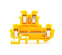 Bornier à rail DIN MBKKB-2.5, 50 pièces, connexion à vis à double niveau, conducteur en cuivre de 0,14 à 2,5 mm for armoire de commande industrielle(MBKKB-2.5-YELLOW)
