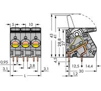Bornier à ressort WAGO 2716-102 6.00 mm² Nombre de pôles 2 gris 65 pc(s)