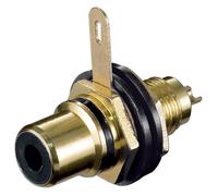 Bornier à souder RCA - GOOBAY - Contact Or Rond Noir - Connecteur RCA - Plaqué Or - Câble Audio