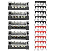Bornier à vis, 5 pièces Double rangée 5 Positions 600 V 15A bornier à vis 10 Barrette de connecteur de Barrette de borne pré-isolée