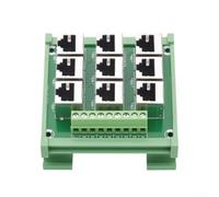 Bornier adaptateur de port Ethernet avec 9 bornes à vis pour RJ45 8p8c, conçu pour s'adapter à un rail DIN de 15 mm pour une installation sécurisée et une gestion du réseau
