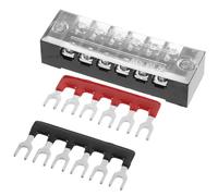Bornier avec Vis 5 A 600 V à Double Rangée 6 Positions | Bande de Barrière Terminale Pré-isolée, Plastique Rouge et Noir, pour Fils et Circuits Basse Tension