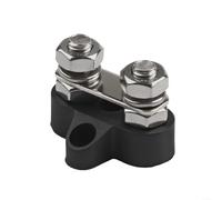 Bornier de batterie M8, boîte de jonction de distribution d'alimentation à double poteau avec écrous en acier inoxydable, 12-48 V CC 80 A barre omnibus pour voiture, camping-car, bateau (noir)