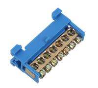 Bornier de Mise à Terre Bleu en Cuivre à Vis pour Rail Din | Barre Omnibus Compacte, Base Type Rail, Bloc de Contact Métal et Laiton, pour Panneaux de Commande