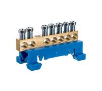 Bornier de neutre IP00 bleu 7 bornes pour câble de 1,5 à 16mm² - rail DIN - MOREK