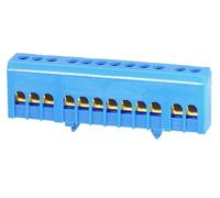 Bornier de neutre isolé bleu 12 bornes pour câble de 1,5 à 16mm² - rail DIN - MOREK