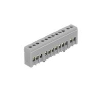 Bornier de phase isolé gris 12 bornes pour câble de 1,5 à 16mm² - rail DIN - MOREK