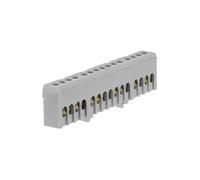 Bornier de phase isolé gris 15 bornes pour câble de 1,5 à 16mm² - rail DIN - MOREK