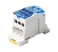 Bornier de rail DIN, connecteur de borne de distribution d'alimentation de rail DIN 125 A pour câblage de panneau électrique (bleu)