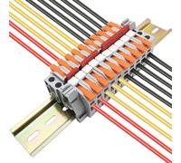 Bornier de Rail DIN, CTRICALVER Kit de Bornier Electrique, 10 pcs Bornier (orange), Avec Bande de Connexion, Module Fixe et Bande de Repérage