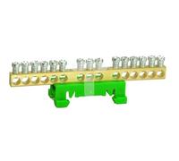 Bornier de terre IP00 vert 14 bornes pour câble de 1,5 à 16mm² - rail DIN - MOREK