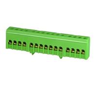 Bornier de terre isolé vert 15 bornes pour câble de 1,5 à 16mm² - rail DIN - MOREK