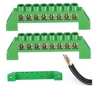 Bornier de terre, lot de 2 barres omnibus terre en laiton à 8 positions, bornier à vis pour boîte électrique et mise la du panneau