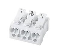 Bornier de type poussoir, connecteur de fil d'éclairage 2-5 positions, laiton nickelé, for fils de 0,2 à 2,5 mm² Cosses circulaires(923-3(10 pcs))