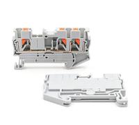 Bornier double fil PT 2.5-TWIN, 10 pièces, 2,5 mm, rail DIN, pince à ressort électrique, câblage(PT-2.5-TWIN-GRAY)