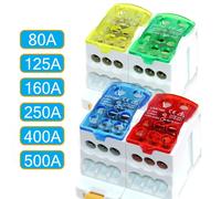 Bornier électrique fendu sur Rail Din, boîte de jonction, connecteur électrique de fil d'alimentation UKK80A 125A 160A 250A 400A 500A Blue
