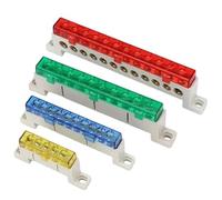 Bornier neutre à 1 3/4/5/6/7/10/12/15 trous, barre omnibus en cuivre de mise à la terre anti-poussière, avec couvercle, adapté au boîtier de distribution(4Pin,Red 1pcs)