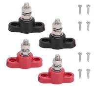 Bornier pour systèmes de batterie 12 V 24 V, goujon d'alimentation rouge et noir avec boulons en acier inoxydable et joints en laiton, base en plastique, câble robuste (M6-rouge)