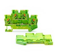 Bornier rail DIN à installation rapide 2,5 mm², 10 pièces PTTB 2,5-PE, double couche de mise à la terre, gain de place for le câblage de l'armoire de commande