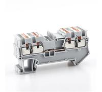 Bornier rail DIN PT 1.5-QUATTRO, 4 fils, conducteur, ressort enfichable, contact sans vis, traversant, 10 connecteurs de fils(Blue)