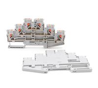 Bornier rail DIN PT 2,5-3L, 2,5 mm², pince à ressort à 3 niveaux, connecteur compact for câblage électrique de capteur/actionneur, 50 pièces(PT 2.5-3L-GRAY)