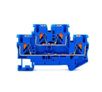 Bornier rail DIN PTTB-2.5, connecteur électrique à double couche, connexion de câblage à ressort, conducteur sans vis, 10 pièces(Blue)