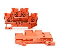 Bornier rail DIN PTTB2.5, 10 pièces, 31 A, 800 V, contact à ressort à 2 niveaux for câbles de 0,2 à 4 mm²(PTTB-2.5-ORANGE)