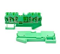 Bornier rail DIN ST 2.5-QUATTRO, 4 conducteurs 2,5 mm², connecteurs électriques compacts à ressort for capteur, 10 pièces(ST-2.5-QUATTRO-GREEN)