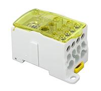Bornier, UKK-400A 690V Boîte De Jonction, Bornier Rail Din, Boîte De Distribution De Terminal C45 Unipolaire Type Rail, pour Armoires De Distributio armoires Haute Tension (Jaune)