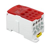 Bornier, UKK-400A 690V Boîte De Jonction, Bornier Rail Din, Boîte De Distribution De Terminal C45 Unipolaire Type Rail, pour Armoires De Distributio armoires Haute Tension (Rouge)