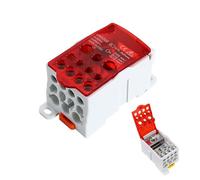 Bornier UKK-80A 690V - Boîte De Jonction Electrique sur Rail DIN, Bornier de Répartition Ignifuge en PA66 avec Connecteurs en Laiton,Pour Armoires de Distribution Haute Tension (Rouge)