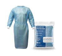 BORNOVA Surblouse médical jetable - Blouse d'isolation protection patient hôpital - PP Taille universelle - Qualité professionnelle Confortable - Bleu ciel 35 gsm (50)