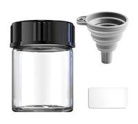 Boro 3.3 Lot de 8 flacons d'échantillons en verre à large goulot avec bouchon noir pour laboratoire, réactifs, thé en feuilles, épices, herbes, médicaments, peinture (30 mm, 15 ml)