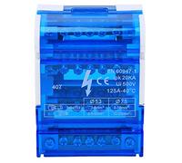 BOROCO 407 Bloc de serrage rail DIN - Boîtier de connexion monophasé 4 niveaux pour l'électrotechnique avec couvercle transparent